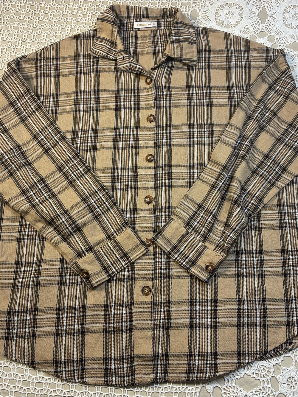 Beige Plaid Men's Button-Up Shirt